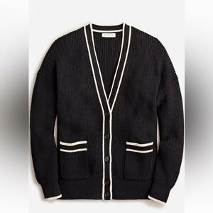J. Crew Tipped V-neck Cotton Cardigan Sweater Size XS